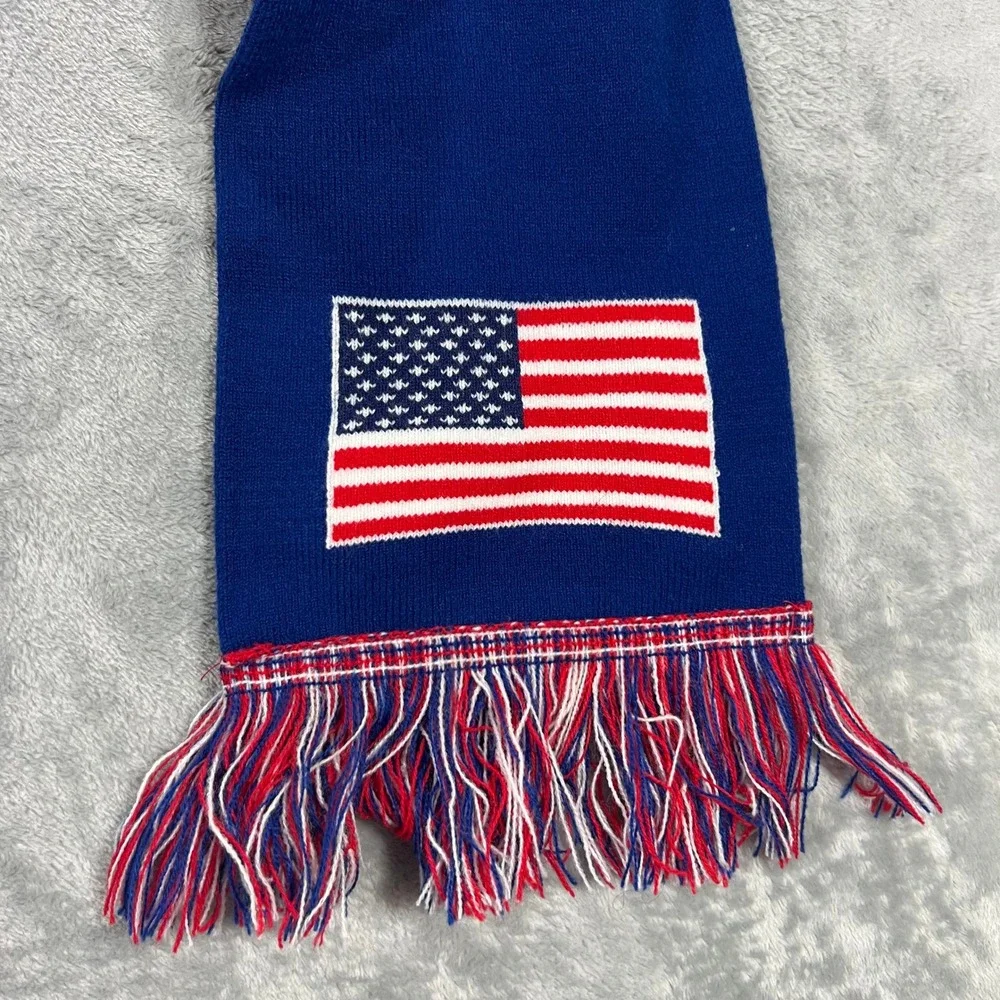 FIFA Scarf USA World Cup 2023 OS Red White Blue Knit Fringe Logo